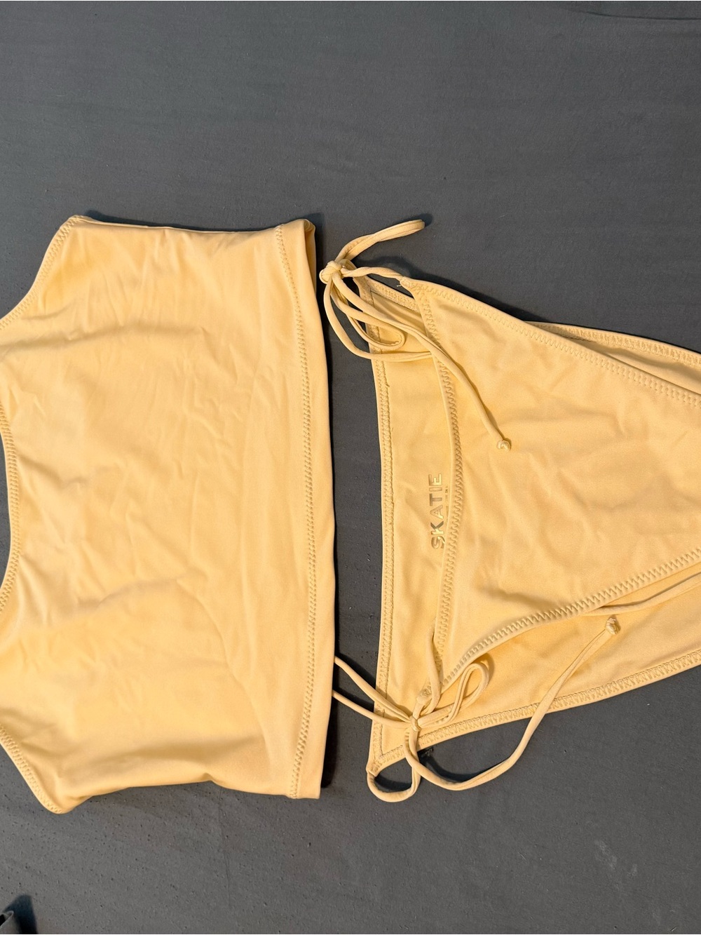 Skatie Yellow Tankini Top & Tie-Side Bikini Set